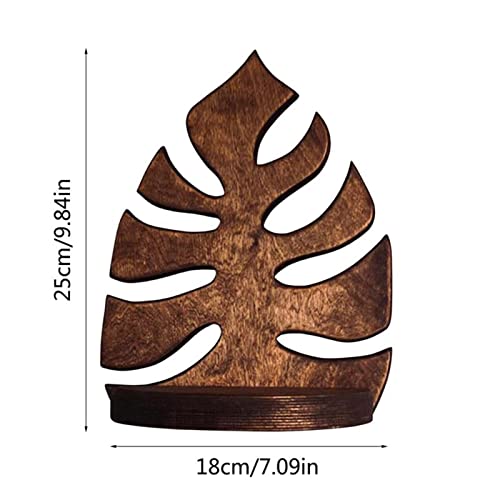 COUNTOOZQ Wooden Floating Shelves Leaf Shape Wood Wall Storage Shelves Wall Shelf for Wall Living Room Bedroom Organizer Kitchen Home Decorative Storage