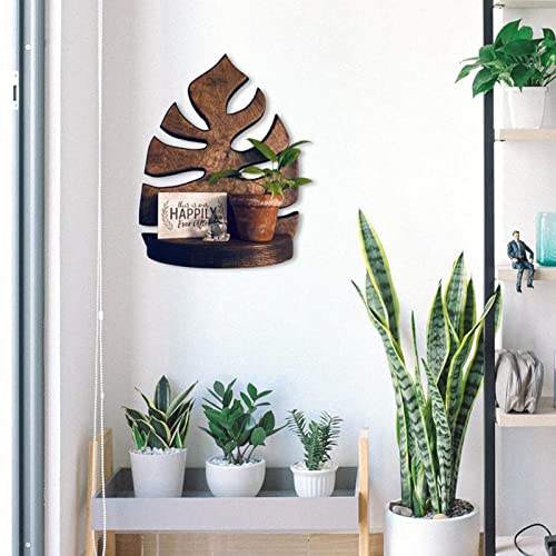 COUNTOOZQ Wooden Floating Shelves Leaf Shape Wood Wall Storage Shelves Wall Shelf for Wall Living Room Bedroom Organizer Kitchen Home Decorative Storage