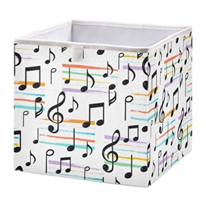 Kigai Music Notes Cube Storage Bins - 11x11x11 In Large Foldable Storage Basket Fabric Storage Baskes Organizer for Toys, Books, Shelves, Closet, Home Decor