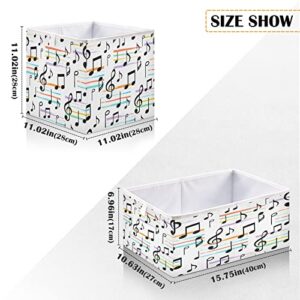 Kigai Music Notes Cube Storage Bins - 11x11x11 In Large Foldable Storage Basket Fabric Storage Baskes Organizer for Toys, Books, Shelves, Closet, Home Decor