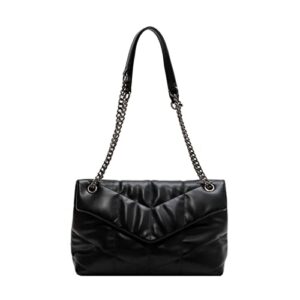womens bag fashion leather shoulder bag classic women bag chain shoulder totes handbag winter fashion bags (color : black, size : 12 * 7 * 4inch)