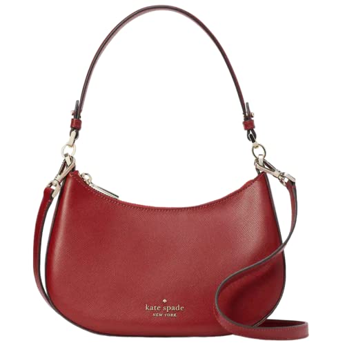 Kate Spade New York Kate Spade Staci Glimmer Polka Dot Half Moon Small Shoulder Bag Crossbody Black (Red Currant)