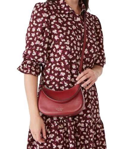 Kate Spade New York Kate Spade Staci Glimmer Polka Dot Half Moon Small Shoulder Bag Crossbody Black (Red Currant)