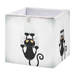 Kigai Halloween Cat Paw Print Cube Storage Bins - 11x11x11 In Large Foldable Storage Basket Fabric Storage Baskes Organizer for Toys, Books, Shelves, Closet, Home Decor