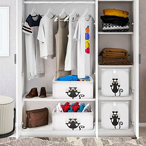 Kigai Halloween Cat Paw Print Cube Storage Bins - 11x11x11 In Large Foldable Storage Basket Fabric Storage Baskes Organizer for Toys, Books, Shelves, Closet, Home Decor