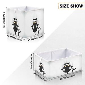 Kigai Halloween Cat Paw Print Cube Storage Bins - 11x11x11 In Large Foldable Storage Basket Fabric Storage Baskes Organizer for Toys, Books, Shelves, Closet, Home Decor