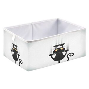 Kigai Halloween Cat Paw Print Cube Storage Bins - 11x11x11 In Large Foldable Storage Basket Fabric Storage Baskes Organizer for Toys, Books, Shelves, Closet, Home Decor