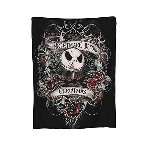 Nightmare Christmas Blanket for All Season Super Cozy Soft 350gsm Flannel Fleece Plush Throw Blankets Features Jack & Sally for Home Couch, Bed, Sofa, Camping and Traveling 60"X50"