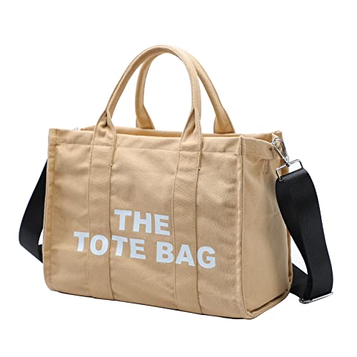 TINYAT Tote Bag for Women Canvas Handbag Purse Casual Shoulder Bag with Zipper Top Handle Crossbody for School,Travel,Work