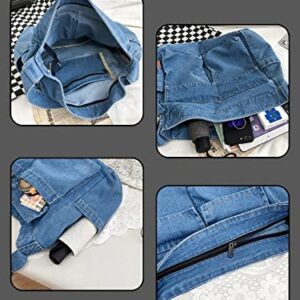 Nanwansu Denim Shoulder Bag Casual Style Canvas Bag Retro Travel Shopper Crossbody Handbag Hobo Tote Bag for Women Dark Blue