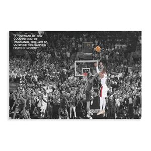 lothye damian lillard poster for walls canvas basketball wall art canvas print quote posters for boys bedroom unframe-style 12x18inch(30x45cm)