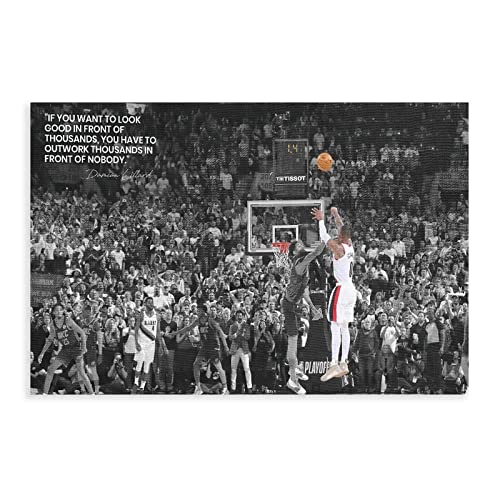 LOTHYE Damian Lillard Poster For Walls Canvas Basketball Wall Art Canvas Print Quote Posters For Boys Bedroom unframe-style 12x18inch(30x45cm)