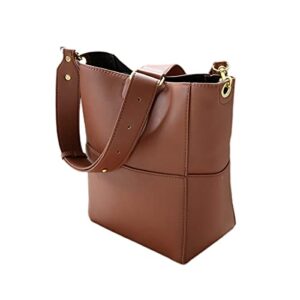 aryeleay women handbag designer vegan leather hobo handbags large shoulder bucket bag crossbody purse (brown)