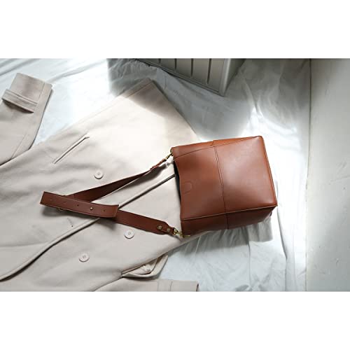 Aryeleay Women Handbag Designer Vegan Leather Hobo Handbags Large Shoulder Bucket Bag Crossbody Purse (Brown)