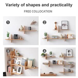 JDMTM Floating Shelves Wood Floating Shelves Set of 2 Wood Wall Mounted Shelves Wide Wooden Wall Shelves for Living Room Bedroom Kitchen Bathroom Farmhouse 3pieceset Woodcolor