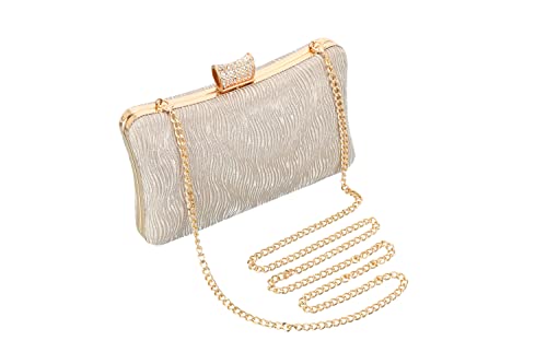 Rucavono Women's Evening Handbags,gold clutch purses for women evening Gold purse For Wedding Party Bridal Prom Formal Gold Evening Shoulder Handbag