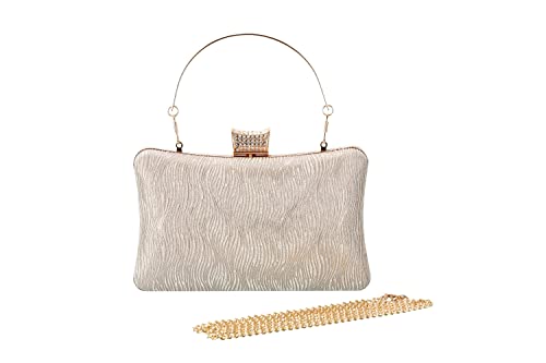 Rucavono Women's Evening Handbags,gold clutch purses for women evening Gold purse For Wedding Party Bridal Prom Formal Gold Evening Shoulder Handbag