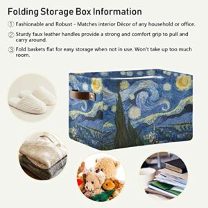 xigua Van Gogh The Starry Night Storage Basket Durable Canvas Storage Bins with Handles Large Collapsible Storage Bins Boxes for Shelves,Home Office,Toys,Closet & Laundry- 1PCS