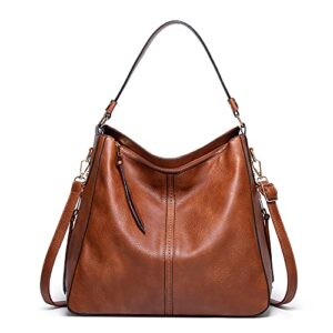hobo handbags for woman crossbody large bag for ladies shoulder vegan fashion leather tote (style2-claret)