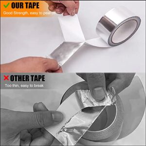 1PCS Premium Silver Aluminum Tape, Foil Insulation Tape, Heavy Duty Metal Duct Tapes for HVAC Ductwork, High Temperature Dryer Vents, Waterproof Pipes Wrap, Seam Sealing, Duct Repairs, Heat Resistant