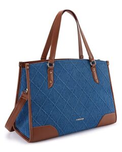 missnine tote bag for women denim teacher bag casual work bags 15.6 inch shoulder bag for office business