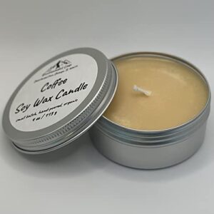 hand-poured single wick soy wax candle (coffee, 4 oz tin)
