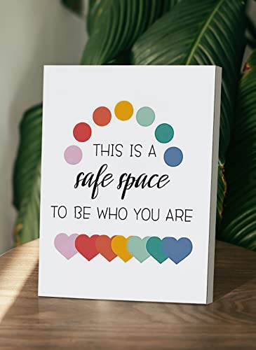 This Is A Safe Space To Be Who You Are Wall Art Prints Artwork Decor for Mental Health Themed Canvas Wall Art Prints,Bathroom Bedroom Living Room Home Counseling Office Decorations,11"x14"