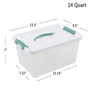 Easymanie 14 Quart Latching Container Box with Handle, 8 Pack Plastic Lidded Storage Bin