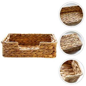 Zerodeko Wicker Baskets Woven Wicker Storage Bins with Lid Rectangular Seagrass Basket Boxes Organizer Bins Boxes Water Hyacinth Storage Baskets for Pantry Shelf