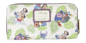 loungefly disney lilo and stitch allover print zip around wallet