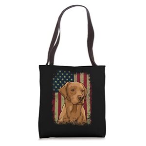 foxred labrador us flag dog lover fox red lab tote bag