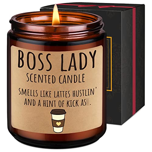 LEADO Boss Lady Candle - Boss Lady Gifts for Women - Best Boss Gifts for Women, Boss Babe, Lady Boss - Funny Boss Gifts, Mothers Day, New Job, Promotion Gifts for Women Office, Girl Boss, Boss Lady