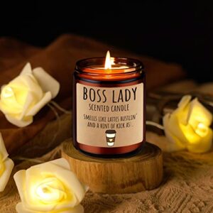 LEADO Boss Lady Candle - Boss Lady Gifts for Women - Best Boss Gifts for Women, Boss Babe, Lady Boss - Funny Boss Gifts, Mothers Day, New Job, Promotion Gifts for Women Office, Girl Boss, Boss Lady