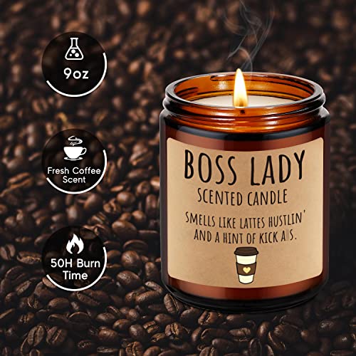 LEADO Boss Lady Candle - Boss Lady Gifts for Women - Best Boss Gifts for Women, Boss Babe, Lady Boss - Funny Boss Gifts, Mothers Day, New Job, Promotion Gifts for Women Office, Girl Boss, Boss Lady