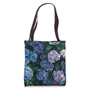 white blue hydrangea flowers cute tote bag