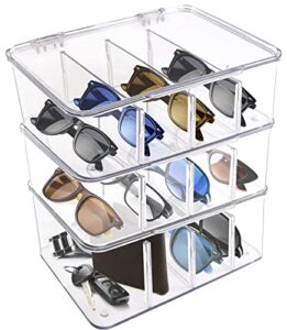 utopia home eye glasses holder (pack of 3) – premium sunglass organizer – eyeglass holder & glasses storage organizer for sunglasses, reading glasses & accessories (clear)