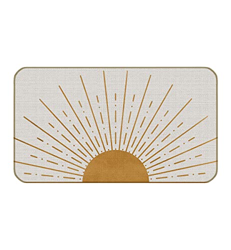 Boho Sun Sunrise Sunset Sunshine Radial Yellow Sun Rays 17''x30'' Doormat Decorative Entryway Bohemia Home Bedroom Living Room Bathroom Door Mat,Farmhouse Home Room Decor,Boho Lovers Girls Gift.