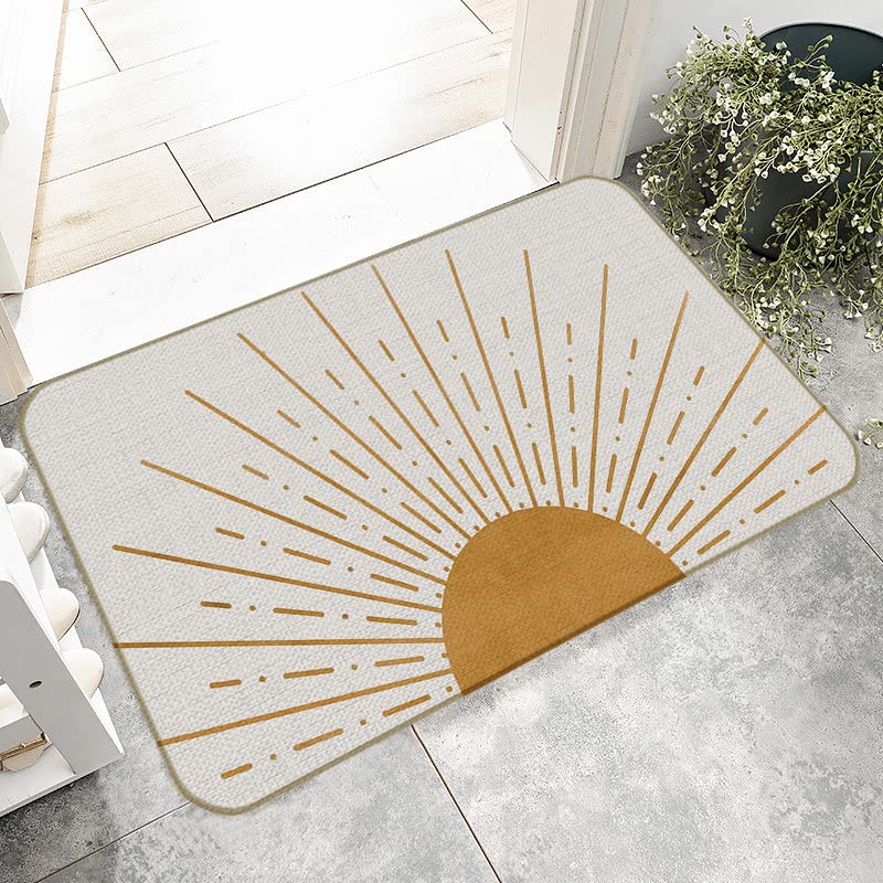 Boho Sun Sunrise Sunset Sunshine Radial Yellow Sun Rays 17''x30'' Doormat Decorative Entryway Bohemia Home Bedroom Living Room Bathroom Door Mat,Farmhouse Home Room Decor,Boho Lovers Girls Gift.