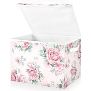 alaza storage bins with lids,bouquets of bright peonies and foliage fabric storage boxes baskets containers organizers with for toys,clothes and books