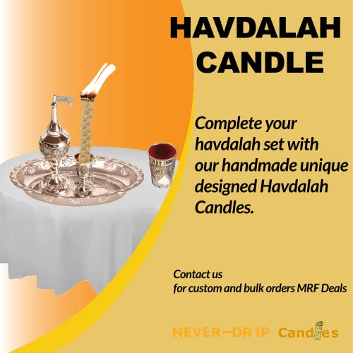 Never-DRIP Havdalah Candle - Dripless and Smokeless Beeswax Havdalah Candle - Handmade Twisted Shabbat Candles, Mini Havdalah Candle for Travel and Jewish Gifts - 4.5" - Burns 8 Minutes - 2 Pack