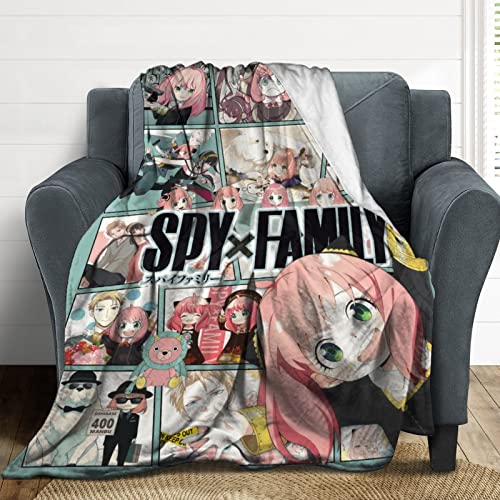 Anime ANYA Family Plush Splicing Blanket Flannel Fleece Warm Soft Throw Blanket for Couch Sofa Bed Living Room