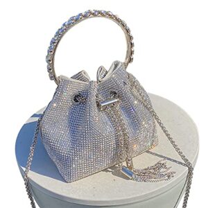 topall upgrade rhinestone evening bag silver purse sparkly diamond silver clutch purses for women party club wedding (medium)