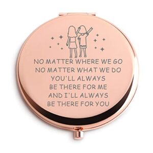 best friend birthday gifts for friends women female rose gold compact cute for purse travel folding hand mirror for graduation birthday christmas engagement thanksgiving