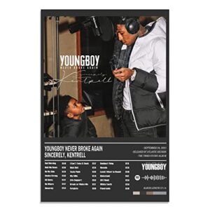 youngboy poster never broke again poster sincerely kentrell album cover wall art canvas for office decor unframed 12″ x 18″