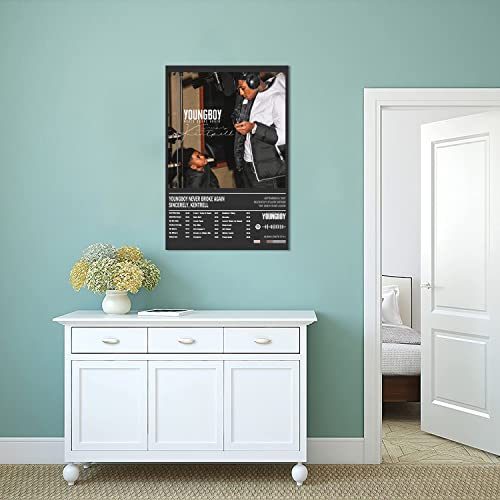 Youngboy Poster Never Broke Again Poster Sincerely Kentrell Album Cover Wall Art Canvas for Office Decor Unframed 12" x 18"