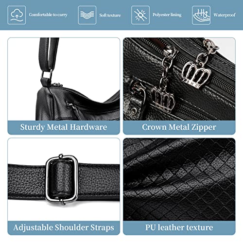 PU Leather Cross Body Purses for Women Medium Size, Ladies Woven Crossbody Bag Purse with Multi Pockets and Adjustable Wide Strap