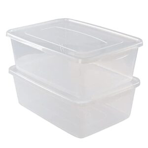 bblina clear storage bins, plastic latch boxes set of 2, 16 quarts