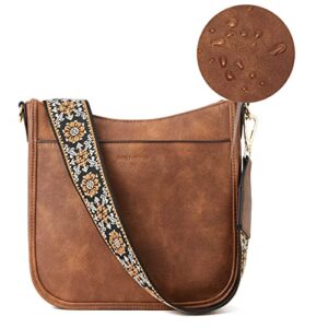 BOSTANTEN Crossbody Bags for Women Leather Handbags Hobo Shoulder Bags with Adjustable Colored Strap Brown