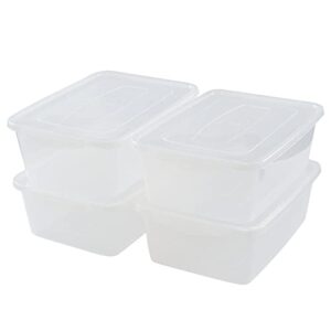 bblina 4-pack clear plastic latching storage box tote bins with lids, 14 quarts