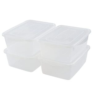 Bblina 4-pack Clear Plastic Latching Storage Box Tote Bins with Lids, 14 Quarts